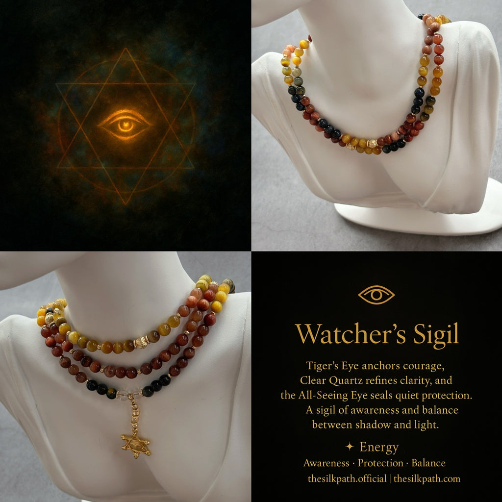 Watcher’s Sigil Tiger’s Eye Clear Quartz Protection Necklace
