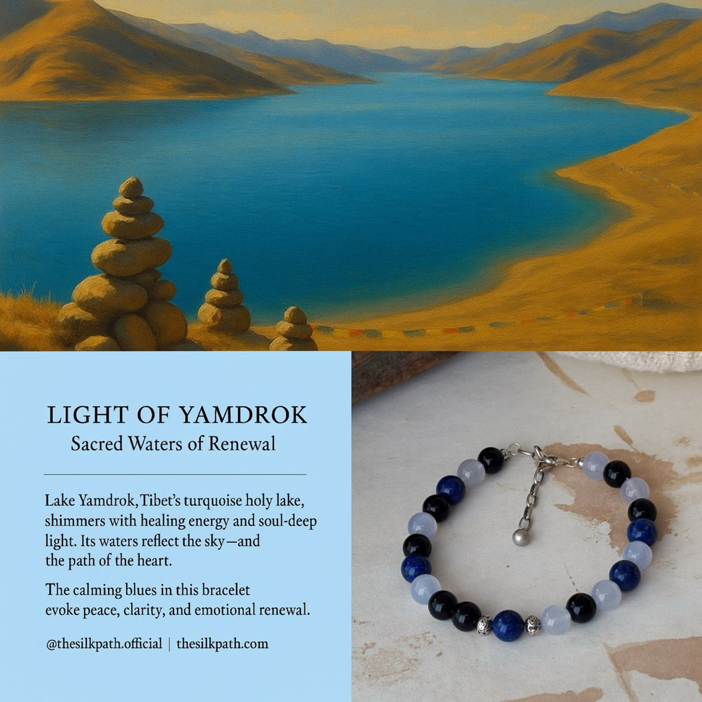 Light of Yamdrok Lapis Lazuli Blue Chalcedony Obsidian Clarity Bracelet