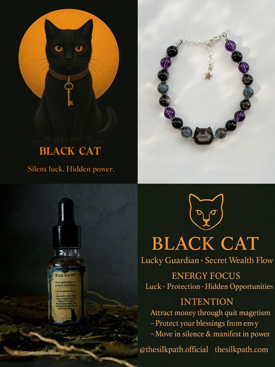 Celestial Black Cat Luck Influence Ritual Oil