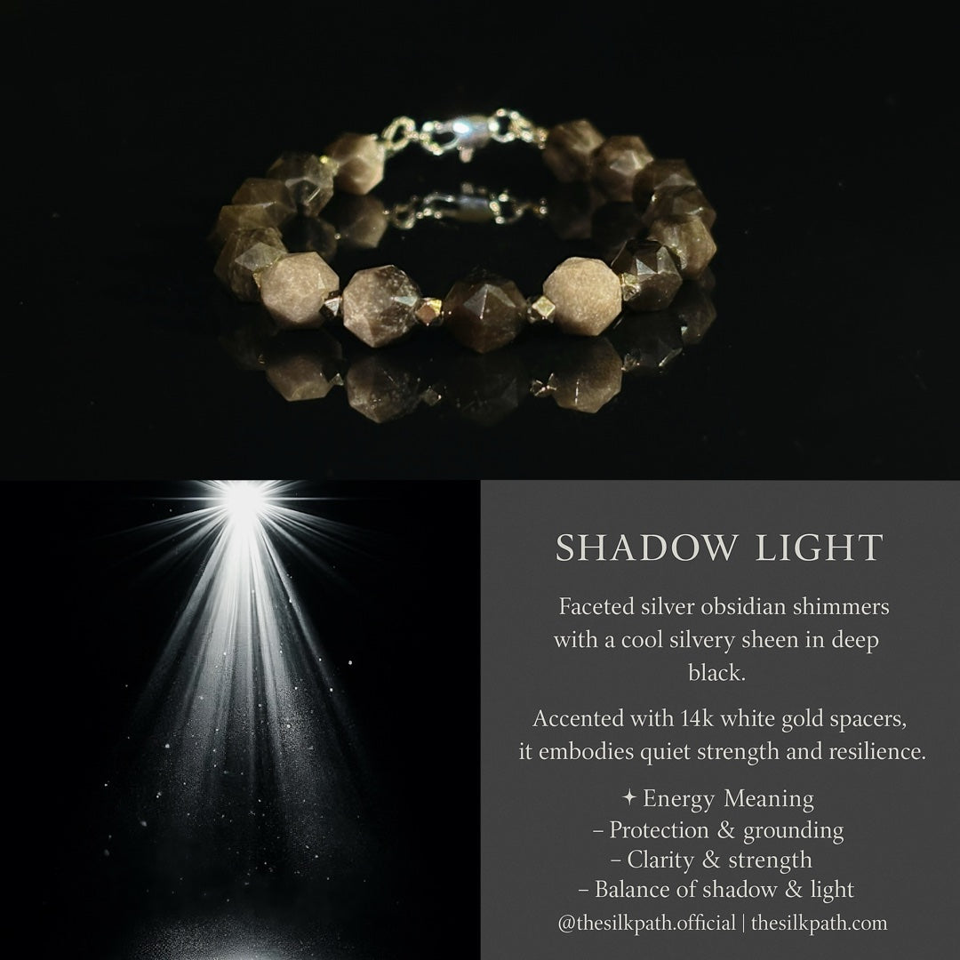 Shadow Light Faceted Silver Obsidian Stillness Bracelet
