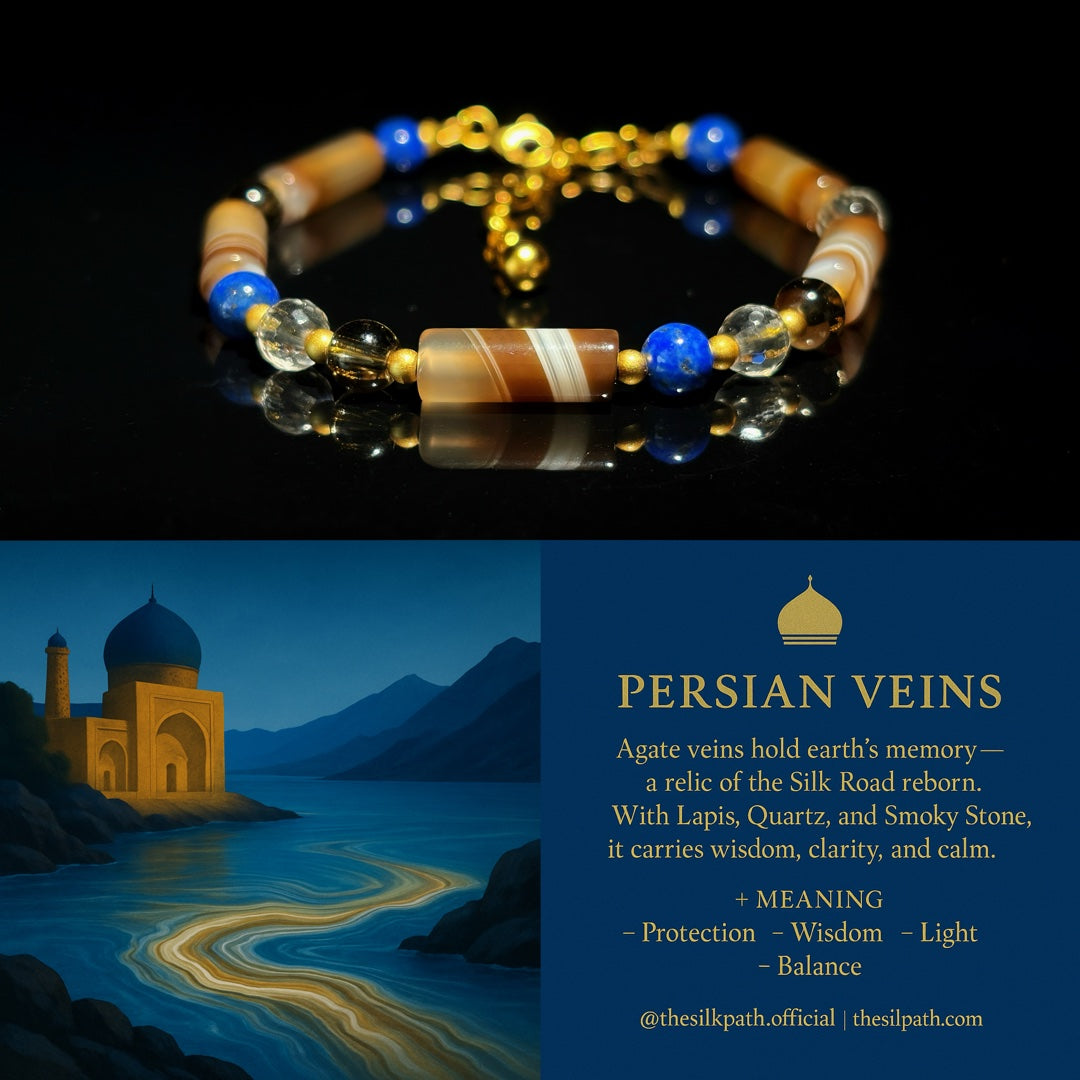 Persian Veins Persian Agate clear quartz bracelet