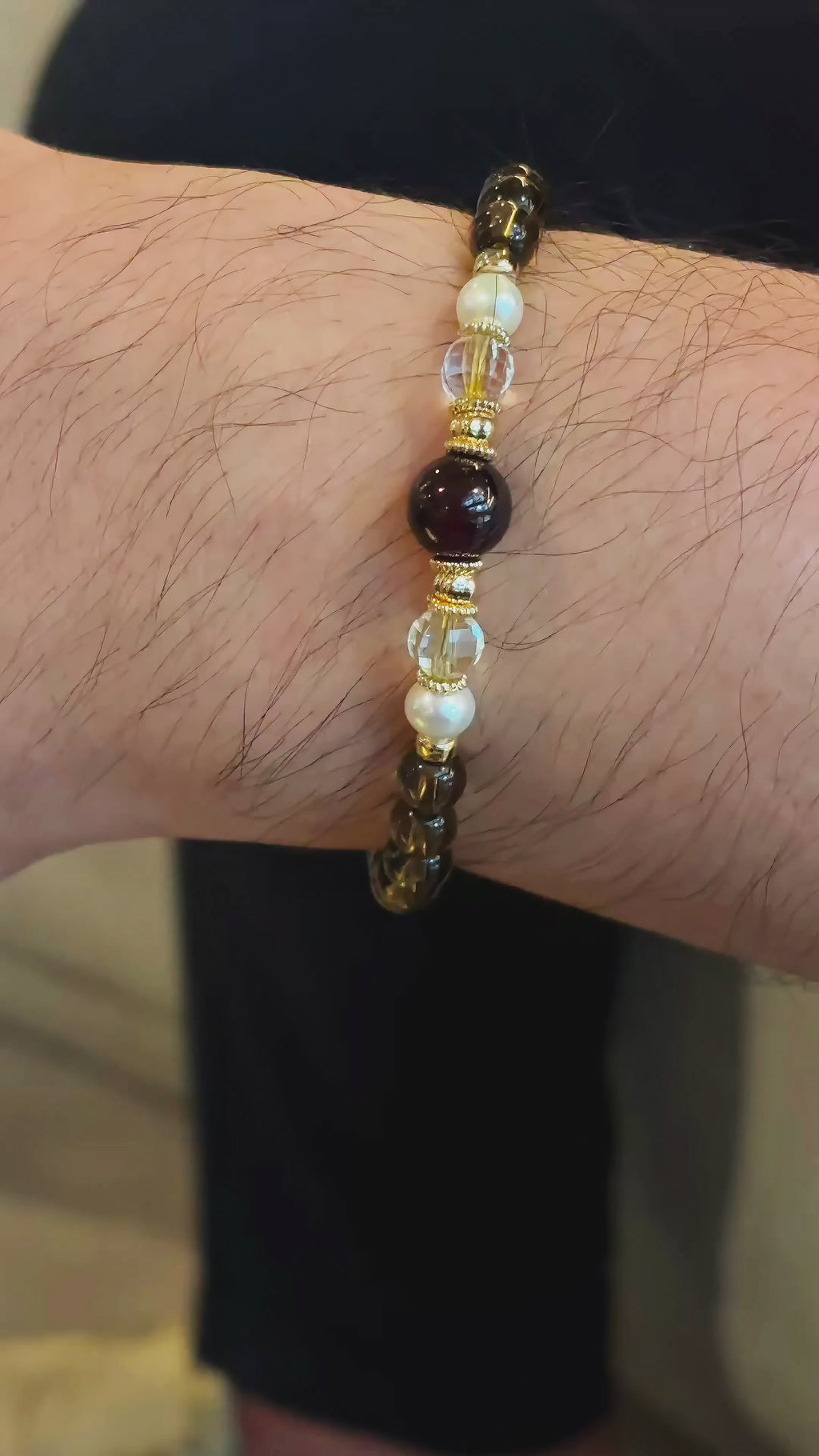 Silk Road Relic Byzantine Light Smoky Quartz Citrine Garnet Bracelet