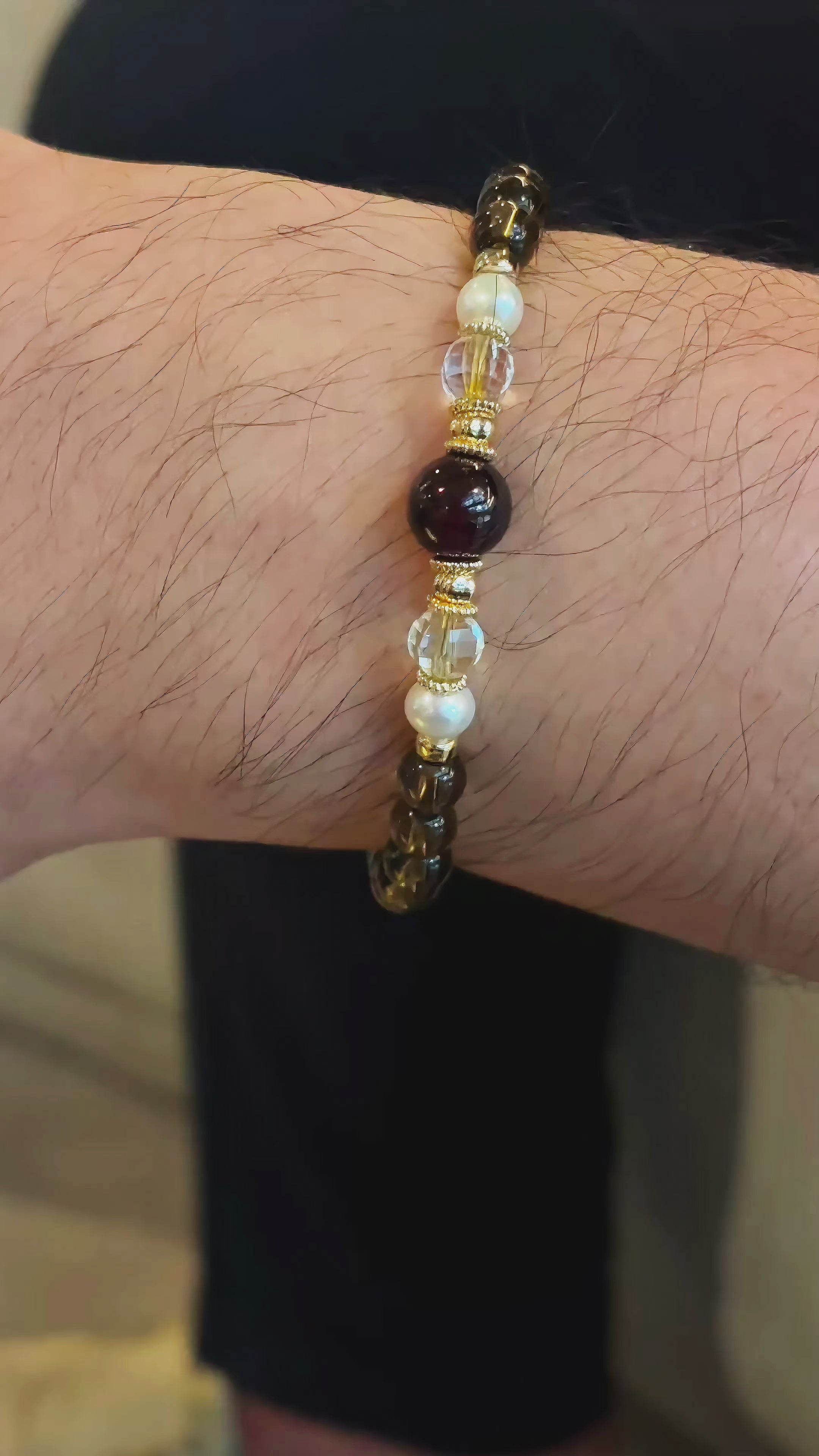 Silk Road Relic Byzantine Light Smoky Quartz Citrine Garnet Bracelet