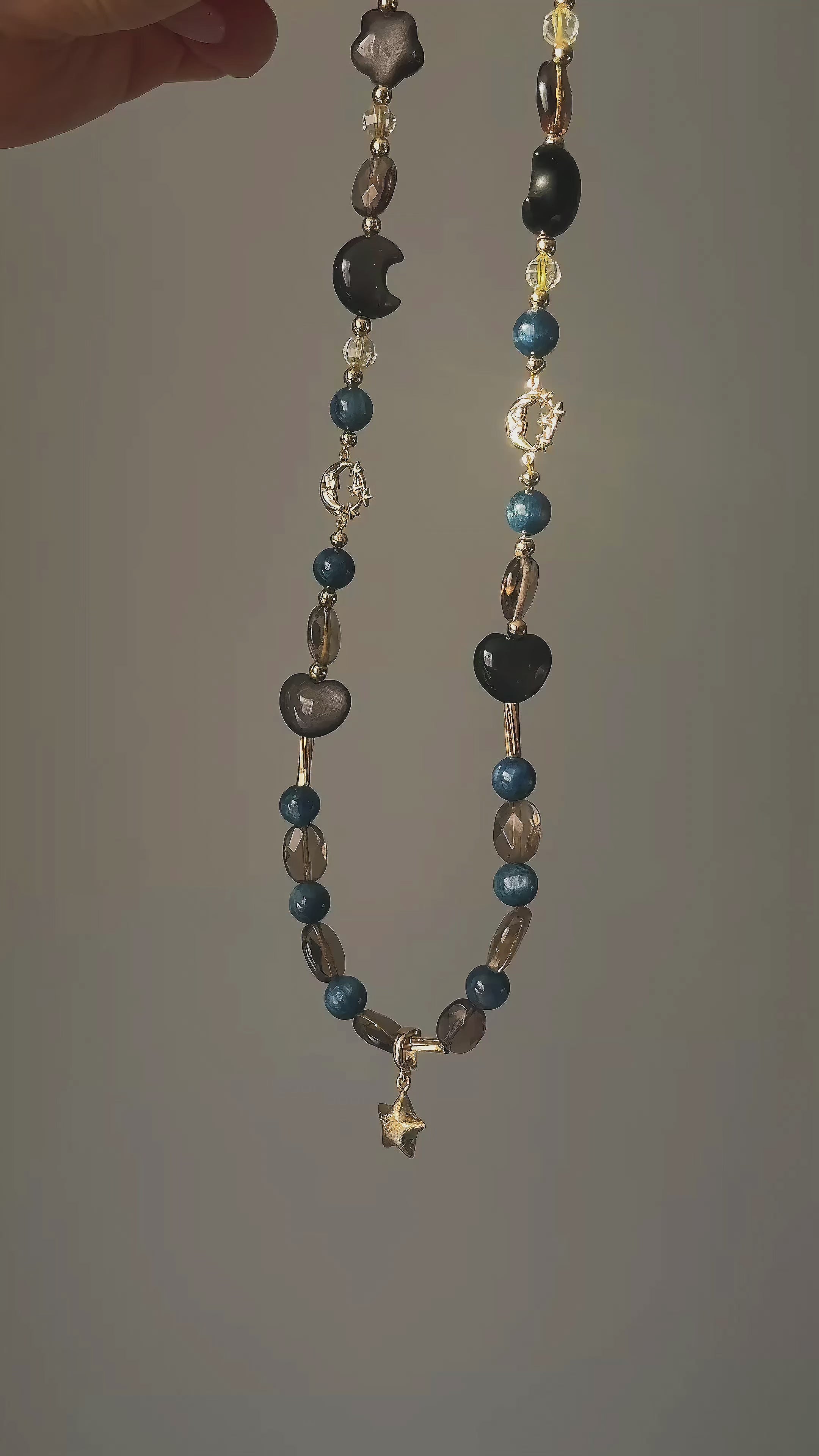 Sentinel Starlit Silver Obsidian Blue Kyanite Guardian Necklace