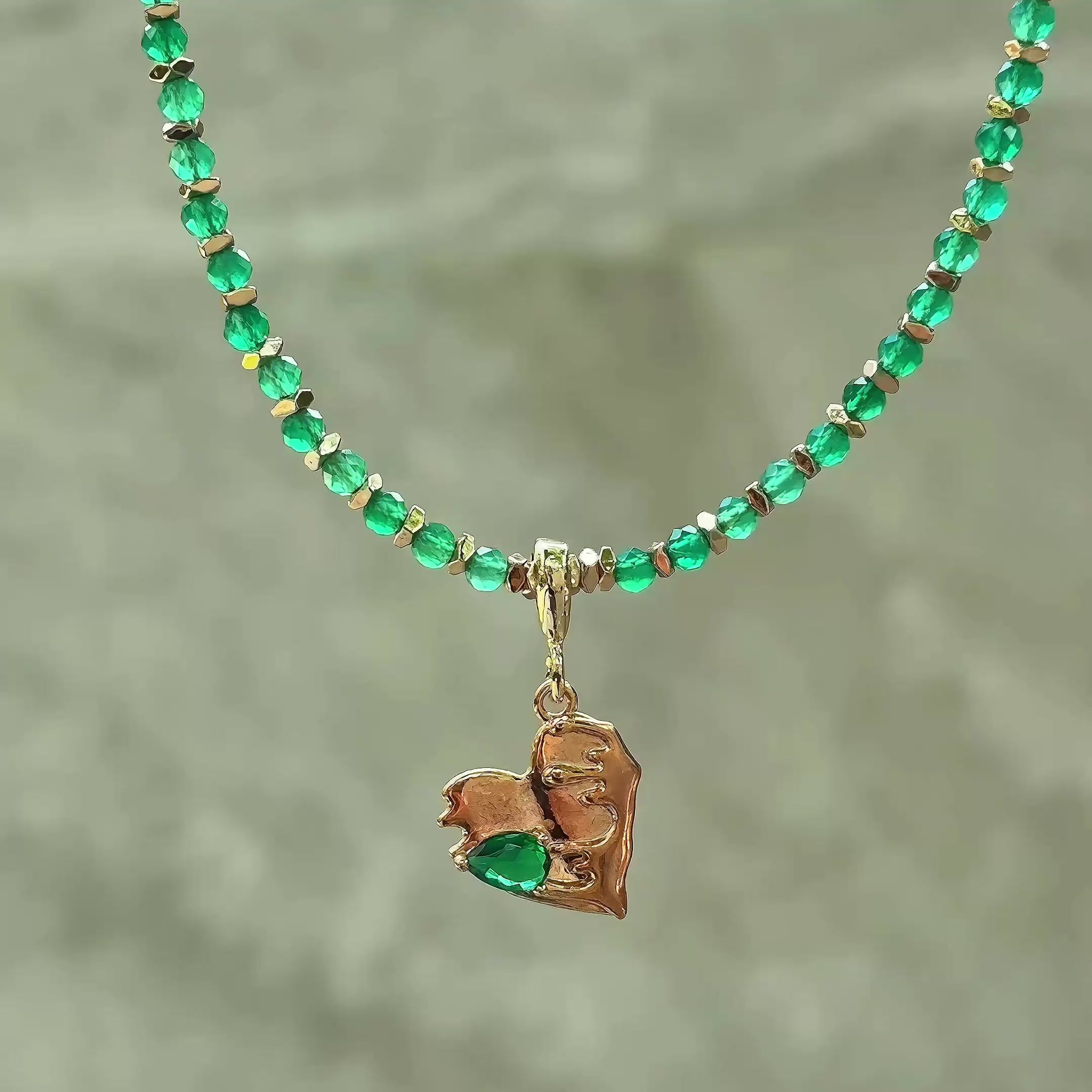Healing Series Heart of Renewal Green Agate Heart Chakra Necklace