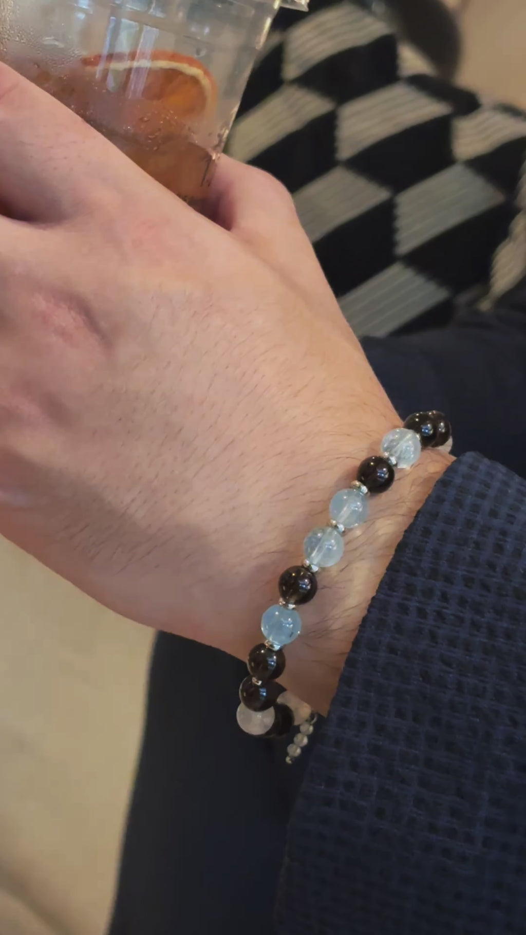 Silk Road Relic Kashmir Blue Topaz Moonstone Smoky Quartz Bracelet