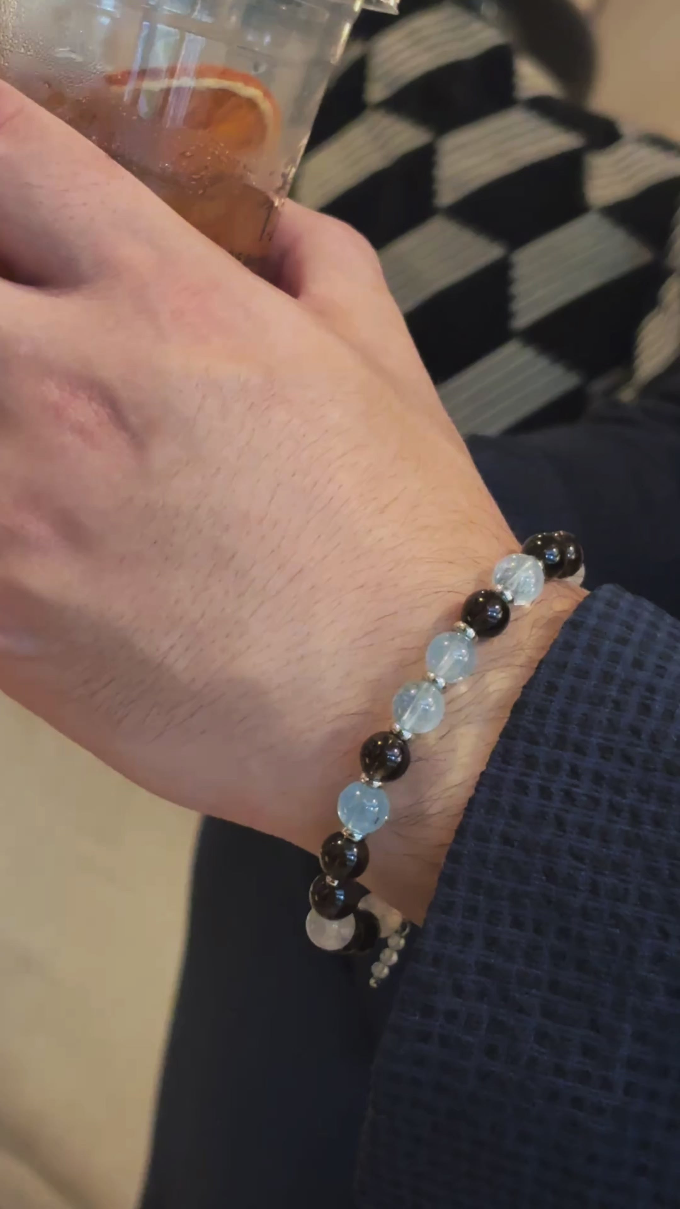 Silk Road Relic Kashmir Blue Topaz Moonstone Smoky Quartz Bracelet