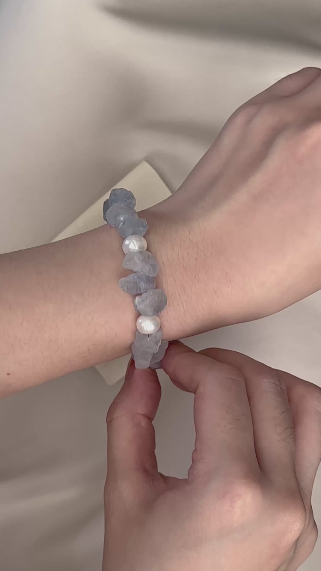 Sentinel Angel Breath Celestite Pearl Guardian Bracelet