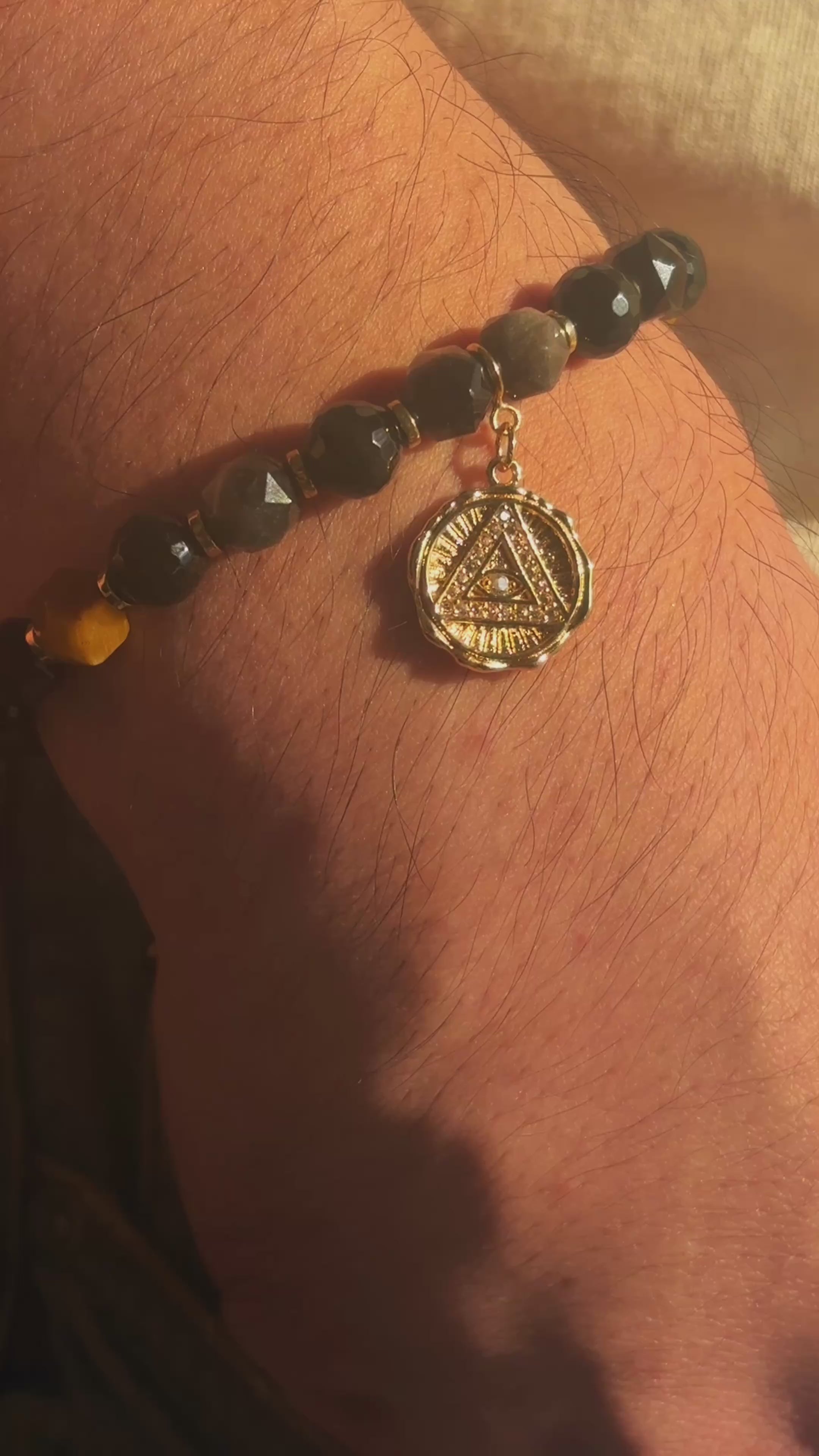 Magic Series Banish Black Agate Silver Obsidian Golden Tigers Eye Bracelet