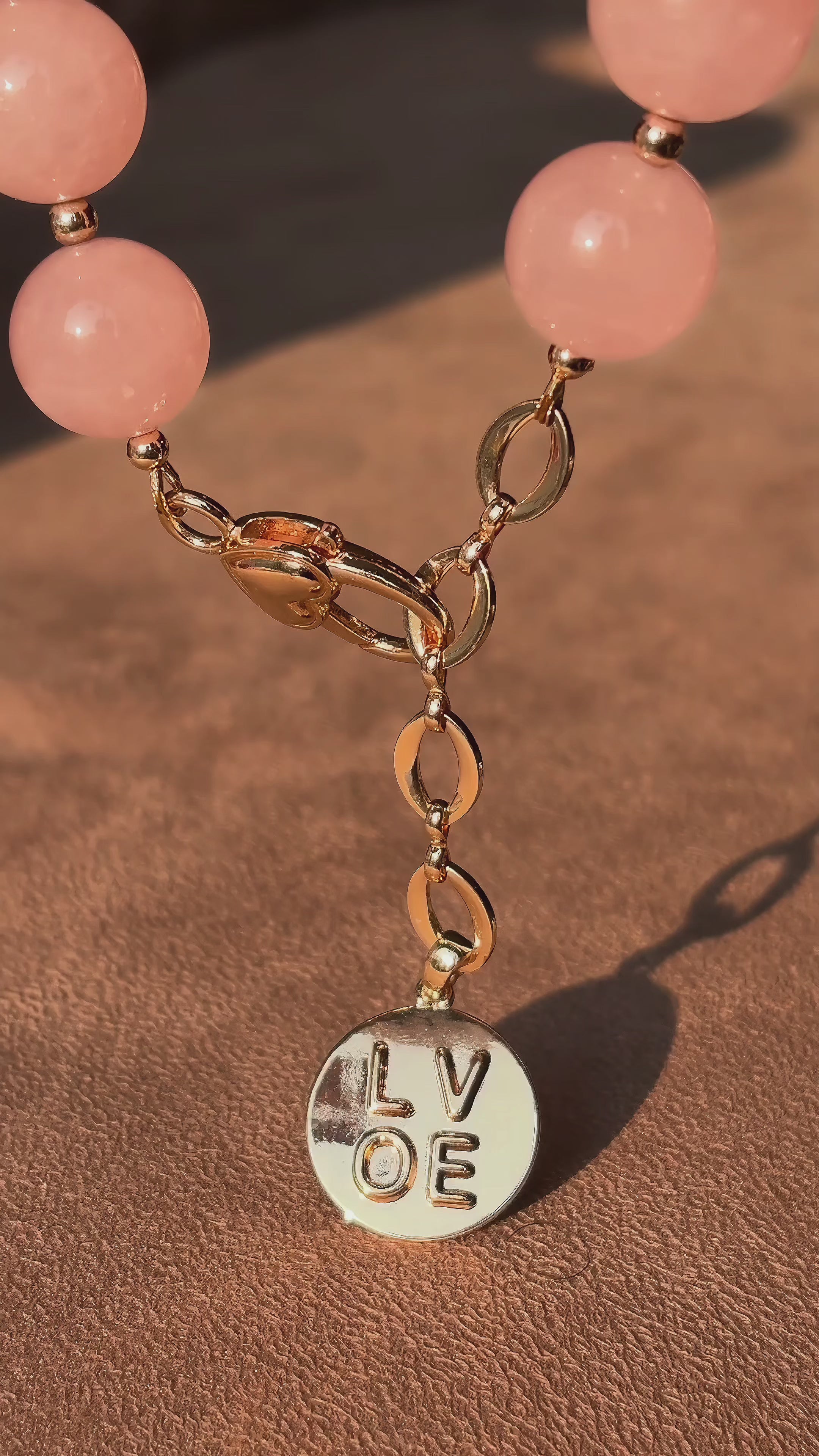 Healing Series Love Anchor Rose Quartz Aquamarine Necklace