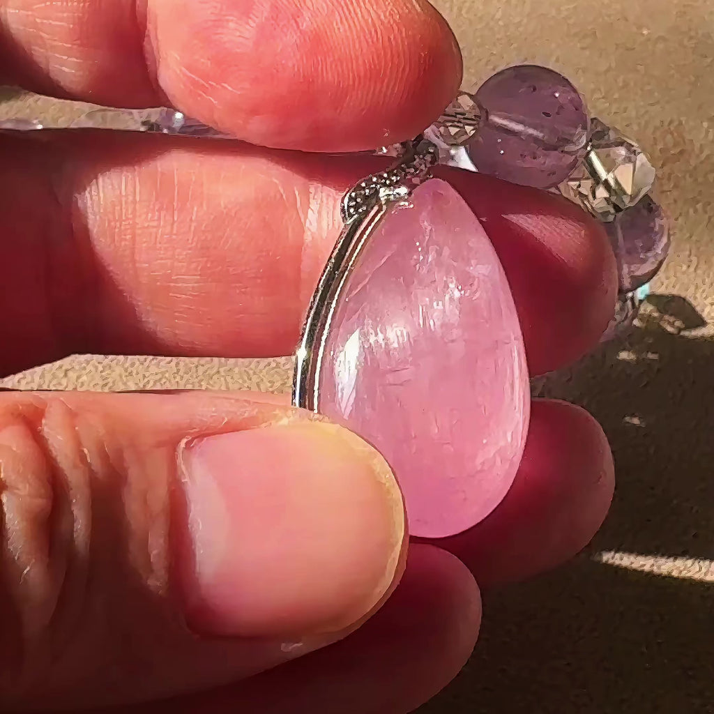 Healing Series Lavender Moonlight Kunzite Amethyst Quartz Pearl Necklace
