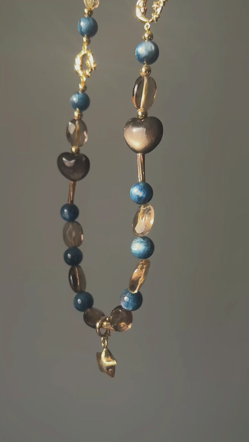 Sentinel Starlit Silver Obsidian Blue Kyanite Guardian Necklace