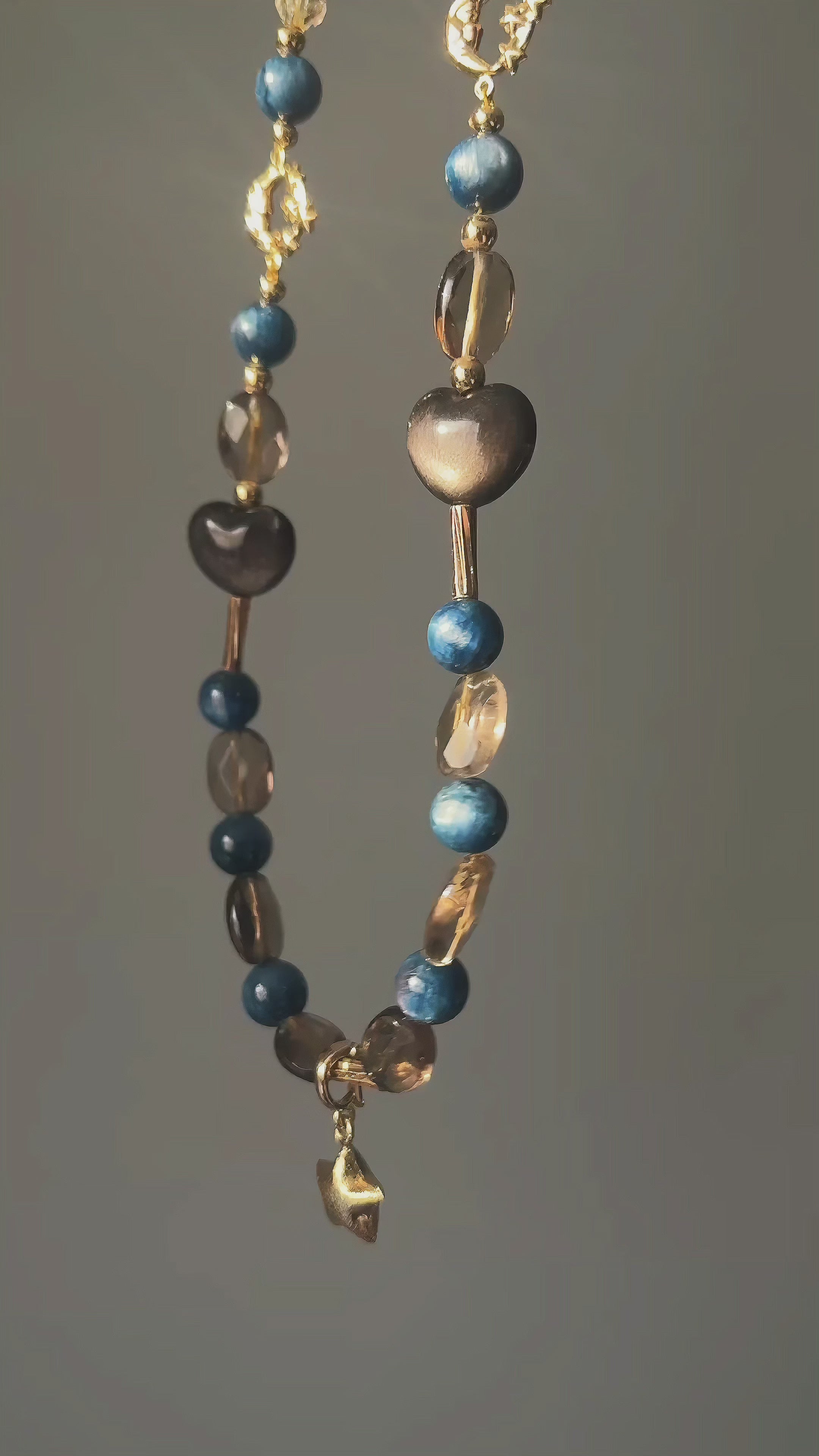 Sentinel Starlit Silver Obsidian Blue Kyanite Guardian Necklace