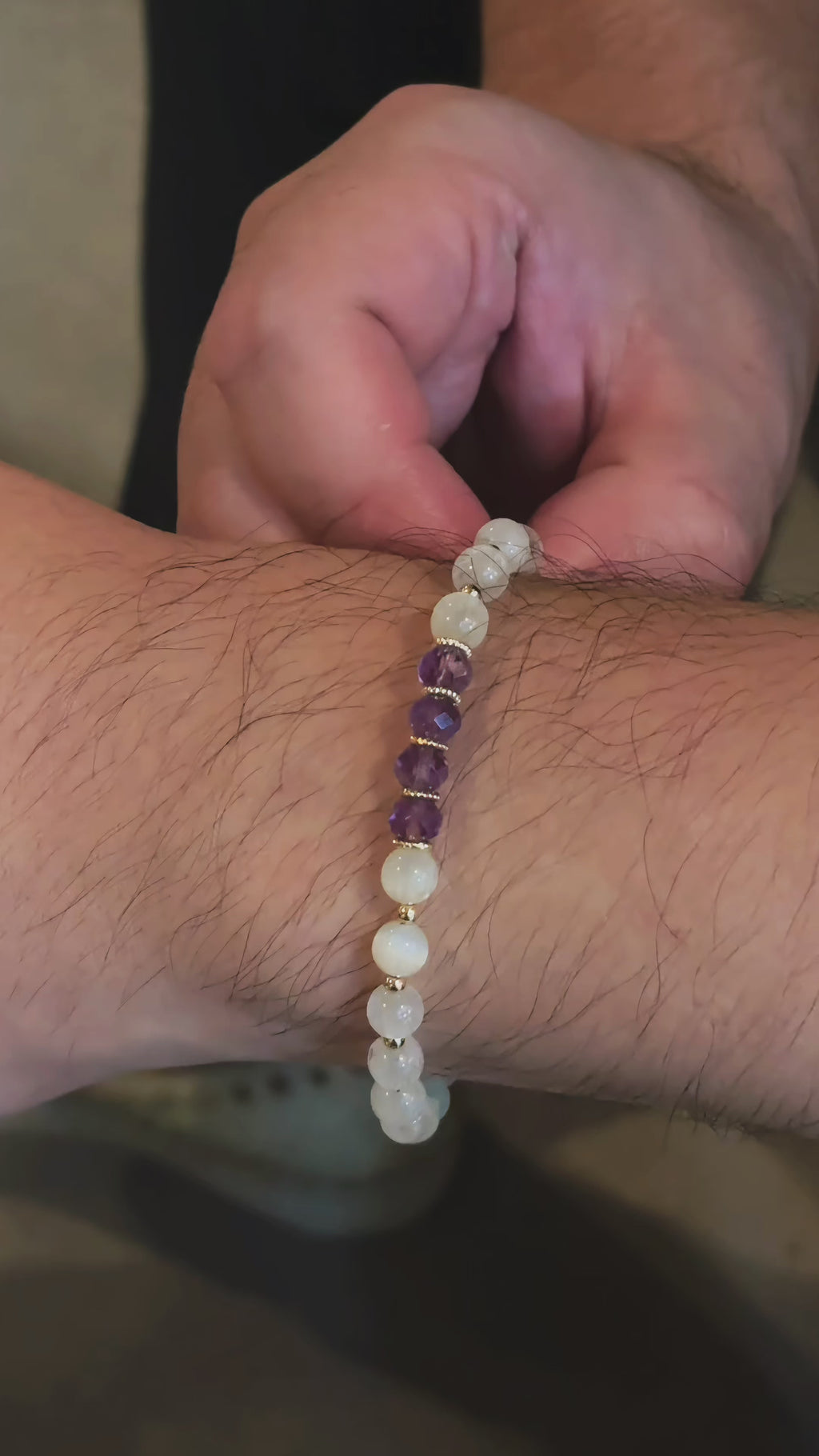 Healing Series Midnight Flow Green Kunzite Faceted Amethyst Bracelet